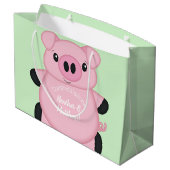 Baby shower Groene varkens Groot Cadeauzakje (Achterkant Gekanteld)