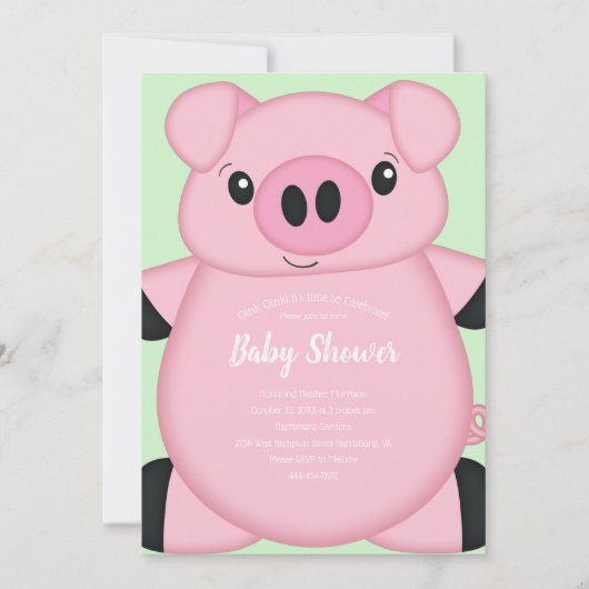 Baby shower Groene varkens Kaart (Voorkant)