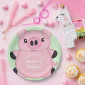 Baby shower Groene varkens Papieren Bordje (Feest)