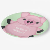 Baby shower Groene varkens Papieren Bordje (Gekanteld)