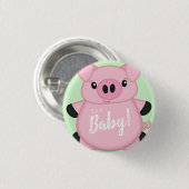 Baby shower Groene varkens Ronde Button 3,2 Cm (Voorkant /achterkant)