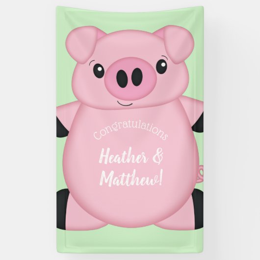 Baby shower Groene varkens Spandoek (Verticaal)