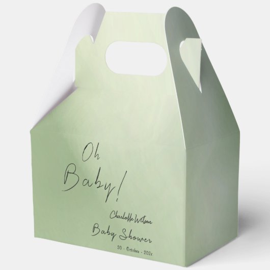 Baby shower Groene Waterverf Achtergrond Bedankdoosjes (Voorkant)
