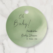 Baby shower Groene Waterverf Achtergrond Bedankjes Labels (Voorkant)