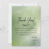 Baby shower Groene Waterverf Achtergrond Bedankkaart (Voorkant)
