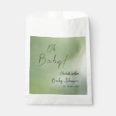 Baby shower Groene Waterverf Achtergrond Bedankzakje (Voorkant)