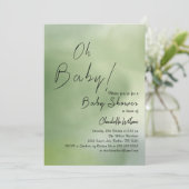 Baby shower Groene Waterverf Achtergrond Kaart (Staand voorkant)
