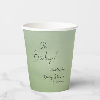 Baby shower Groene Waterverf Achtergrond Papieren Bekers