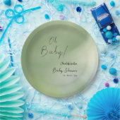 Baby shower Groene Waterverf Achtergrond Papieren Bordje (Feest)