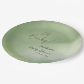 Baby shower Groene Waterverf Achtergrond Papieren Bordje (Gekanteld)