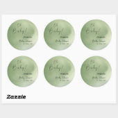 Baby shower Groene Waterverf Achtergrond Ronde Sticker (Vel)