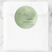 Baby shower Groene Waterverf Achtergrond Ronde Sticker (Tas)