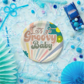 BABY SHOWER, GROOVY BABY, UITNODIGING PAPIEREN BORDJE (Feest)
