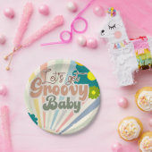 BABY SHOWER, GROOVY BABY, UITNODIGING PAPIEREN BORDJE (Feest)