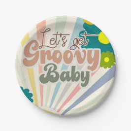 BABY SHOWER, GROOVY BABY, UITNODIGING PAPIEREN BORDJE