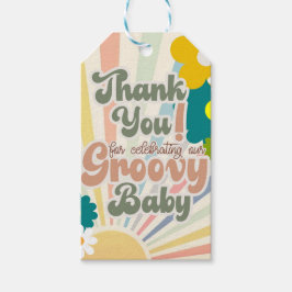 BABY SHOWER, GROOVY BABY, UITNODIGINGSPAPIER BORD CADEAULABEL