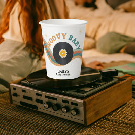 Baby shower Groovy Baby Vinyl Record Retro 70s 80s Papieren Bekers