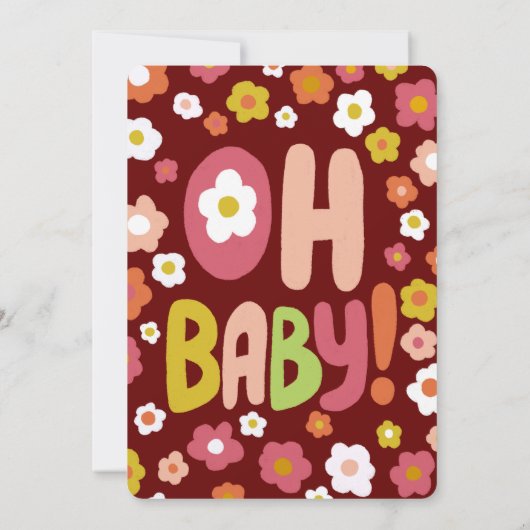 BABY SHOWER Groovy Daisies Floral CUSTOM Kaart (Achterkant)
