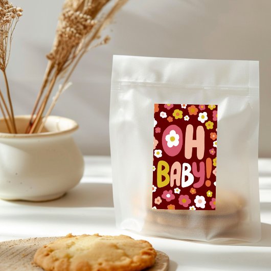 BABY SHOWER Groovy Daisies Floral CUSTOM Rechthoekige Sticker