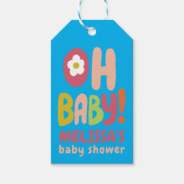 BABY SHOWER Groovy Daisies KLEURRIJKE CUSTOM Cadeaulabel