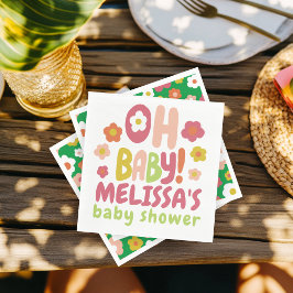 BABY SHOWER Groovy Daisies KLEURRIJKE CUSTOM Servet