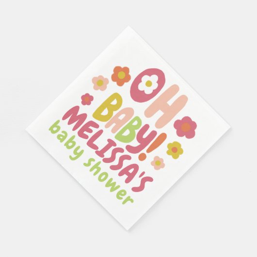 BABY SHOWER Groovy Daisies KLEURRIJKE CUSTOM Servet (Hoek)