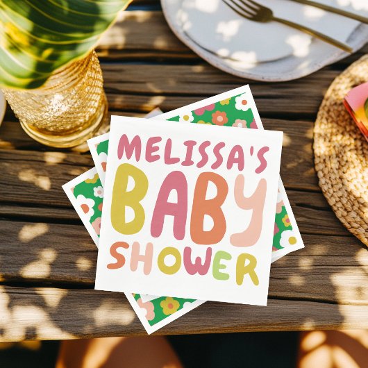 BABY SHOWER Groovy KLEURRIJKE CUSTOM Servet