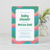 BABY SHOWER Groovy Kleurrijke Strepen CUSTOM Bold Kaart (Staand voorkant)