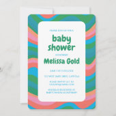 BABY SHOWER Groovy Kleurrijke Strepen CUSTOM Bold Kaart (Voorkant)
