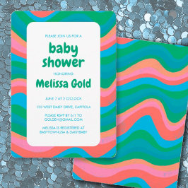 BABY SHOWER Groovy Kleurrijke Strepen CUSTOM Bold Kaart