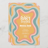BABY SHOWER Groovy Pastel Curves CUSTOM Kaart (Voorkant / Achterkant)