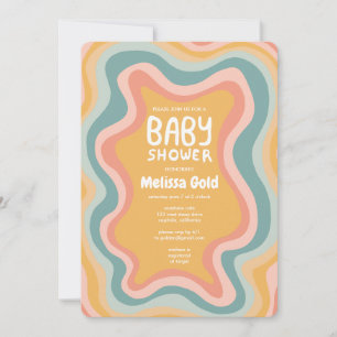 BABY SHOWER Groovy Pastel Curves CUSTOM Kaart