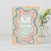 BABY SHOWER Groovy Pastel Curves CUSTOM Kaart (Staand voorkant)