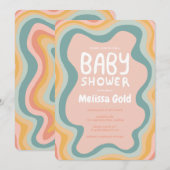 BABY SHOWER Groovy Pastel Curves CUSTOM Kaart (Voorkant / Achterkant)
