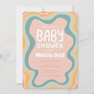BABY SHOWER Groovy Pastel Curves CUSTOM Kaart