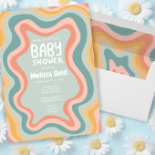 BABY SHOWER Groovy Pastel Curves CUSTOM Kaart
