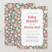 BABY SHOWER Groovy Sweet Daisy Floral CUSTOM Kaart (Voorkant / Achterkant)