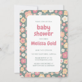 BABY SHOWER Groovy Sweet Daisy Floral CUSTOM Kaart