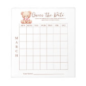 Baby shower Guess de datum spel activiteit Notitie Notitieblok (Voorkant)