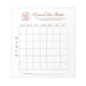 Baby shower Guess de datum spel activiteit Notitie Notitieblok (Voorkant)