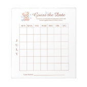 Baby shower Guess de datum spel activiteit Notitie Notitieblok (Voorkant)