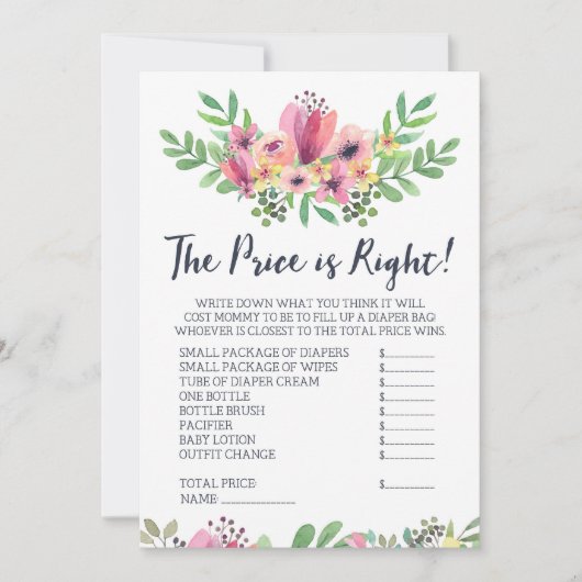 Baby shower Guess het prijsspel Kaart (Voorkant)