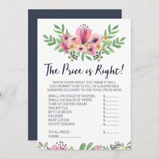 Baby shower Guess het prijsspel Kaart (Voorkant / Achterkant)