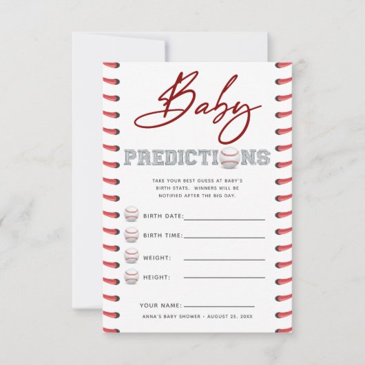 Baby shower Guessing Game baby voorspellingen Kaart (Voorkant)