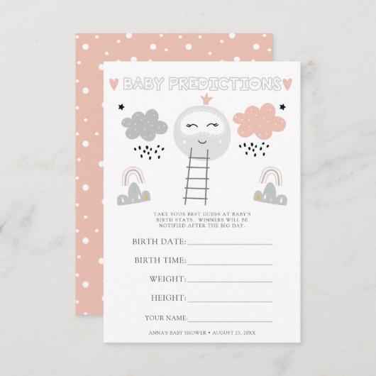 Baby shower Guessing Spel I Pathway to the Moon Kaart (Voorkant / Achterkant)