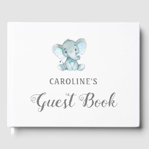 Baby shower Guest Book, Blue Elephant Gastenboek