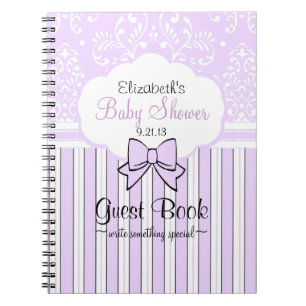 baby shower Guest Book in Lavender Damask Notitieboek