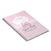 baby shower Guest Book Pink Damask and Stripes Notitieboek (Rechterzijde)
