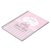 baby shower Guest Book Pink Damask and Stripes Notitieboek (Linkerzijde)
