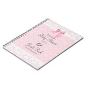 baby shower Guest Book Pink Damask Notitieboek (Linkerzijde)